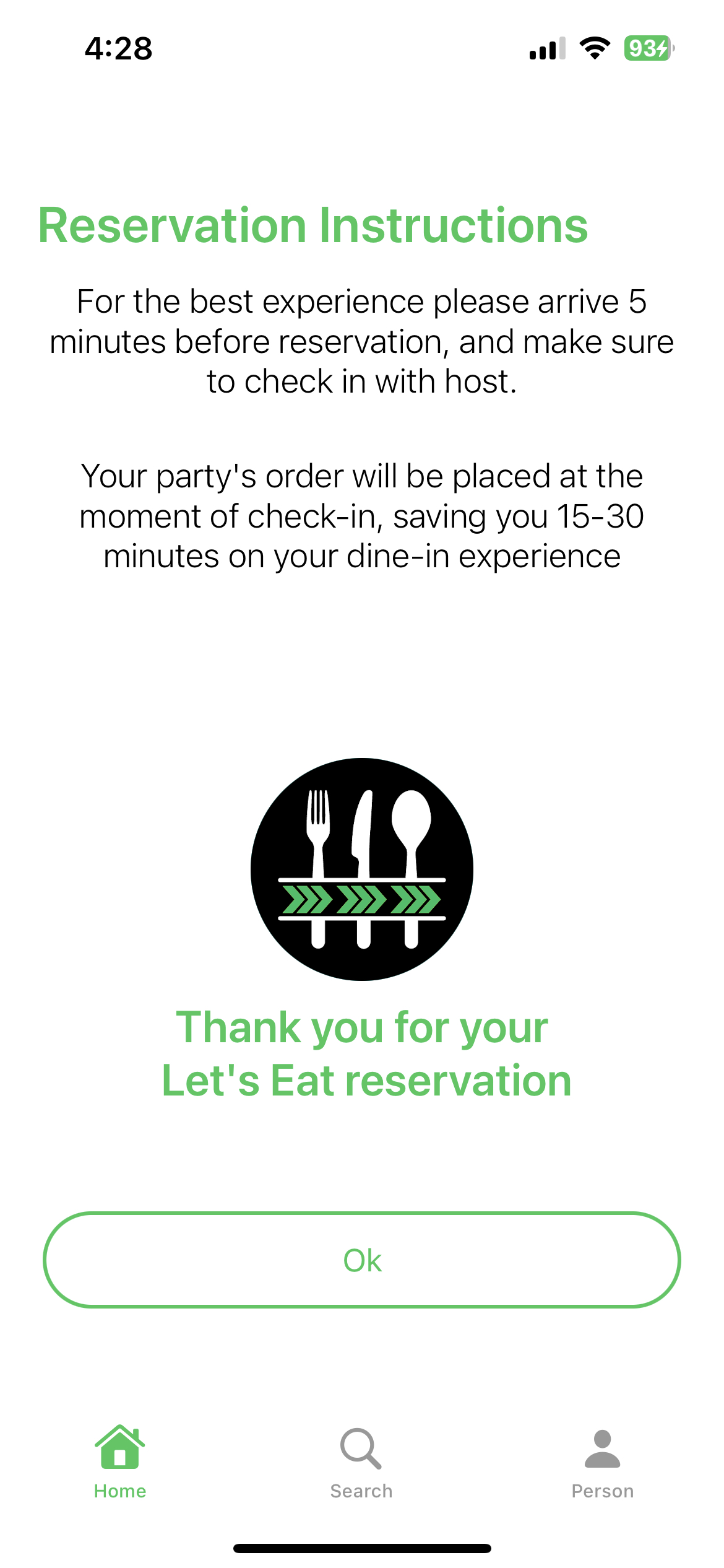 photo of reservation party management screen